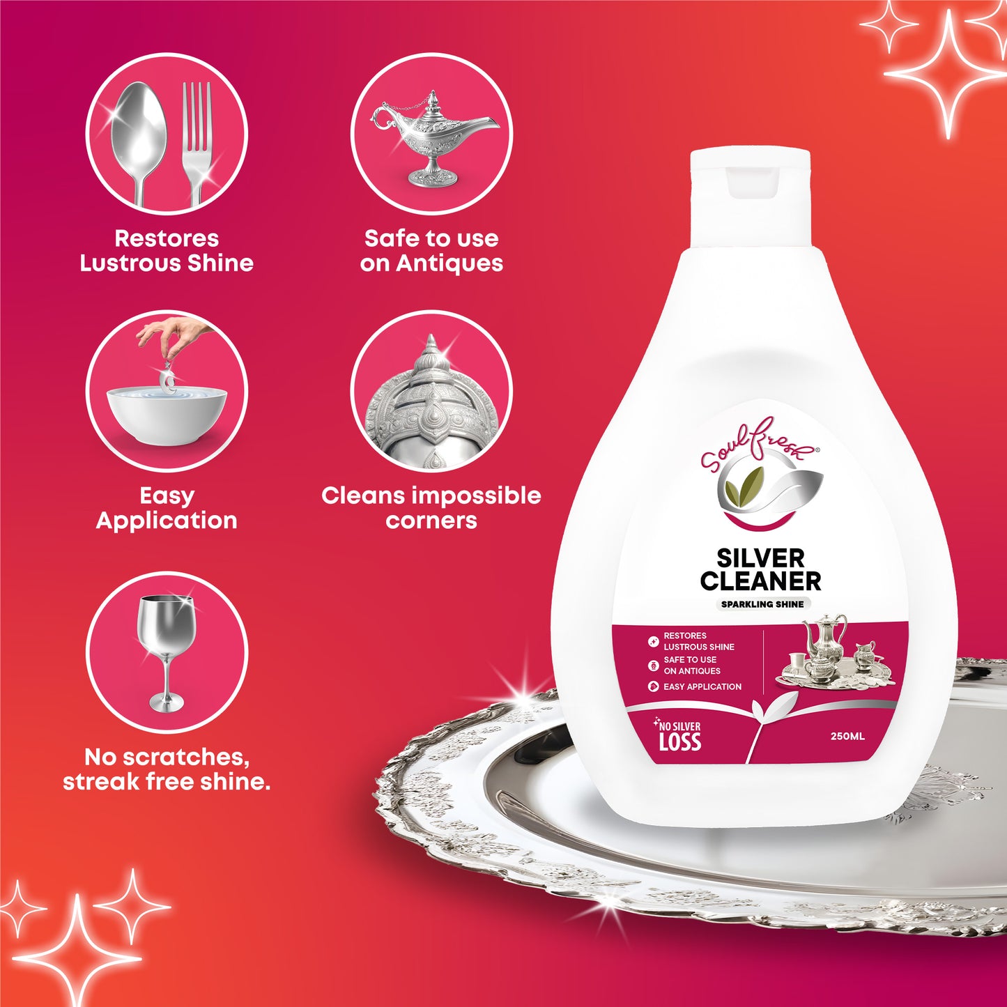 SOULFRESH Instant Shine Silver Cleaner Liquid 250ml