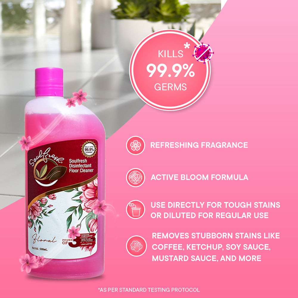 SOULFRESH Disinfectant Surface and Floor Cleaner Liquid (Floral) 500ml