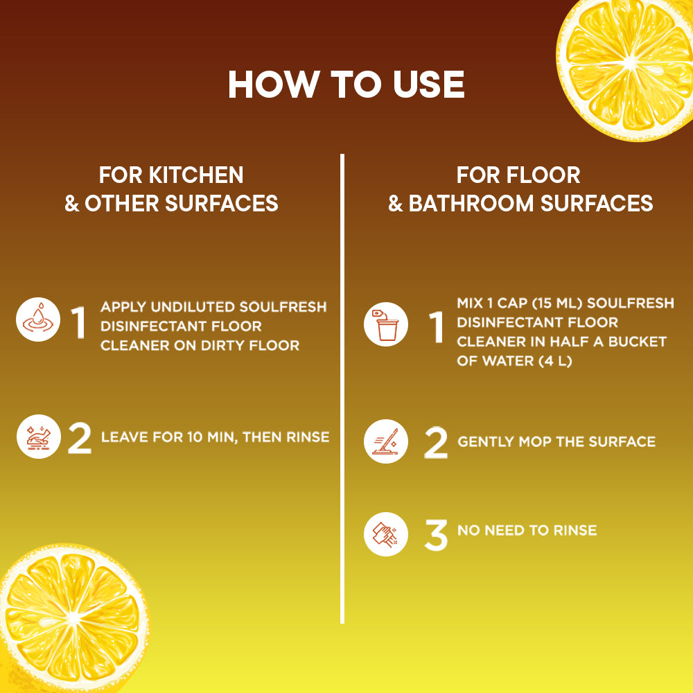 SOULFRESH Disinfectant Surface And Floor Cleaner Liquid  (Citrus) 975ml