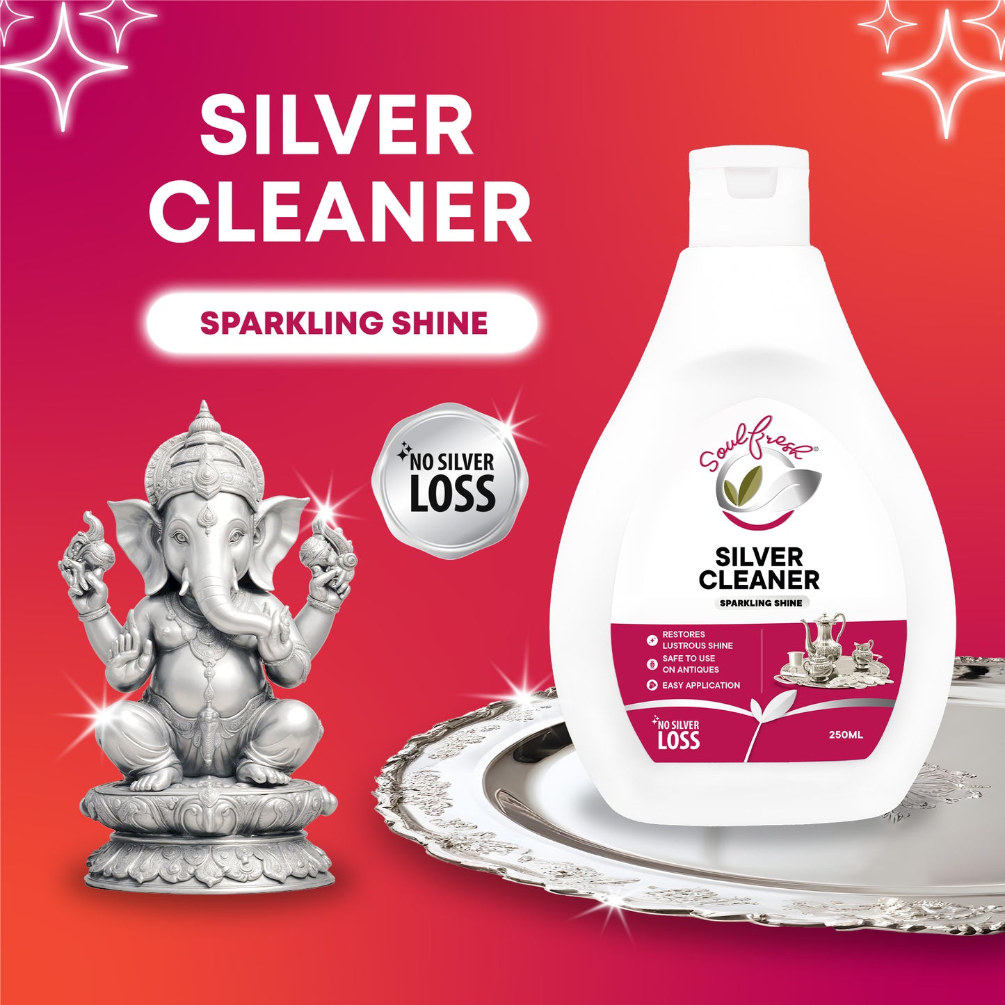 SOULFRESH Instant Shine Silver Cleaner Liquid 250ml