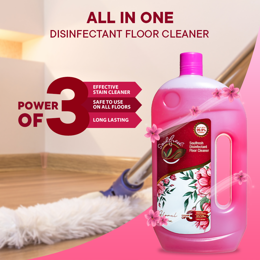 SOULFRESH Disinfectant Surface and Floor Cleaner Liquid (Floral) 975ml