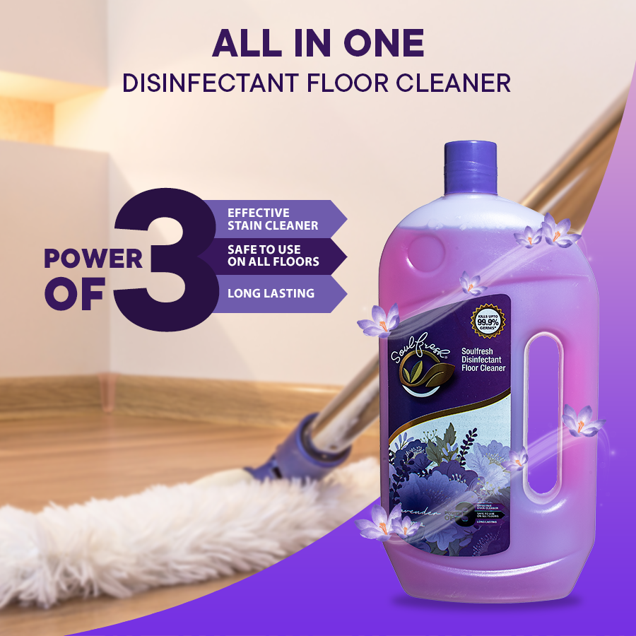 SOULFRESH Disinfectant Surface and Floor Cleaner Liquid (Lavender) 975ml